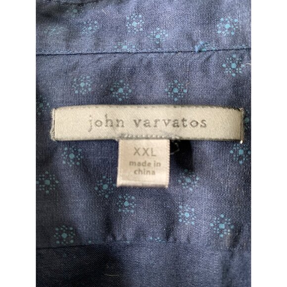 XXL John Varvatos Mens Blue Long-Sleeve Button-Up Shirt Linen Cotton EUC $248 - Picture 3 of 11
